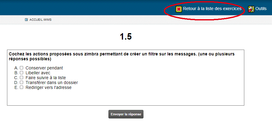 copie �cran exercice d'un examen